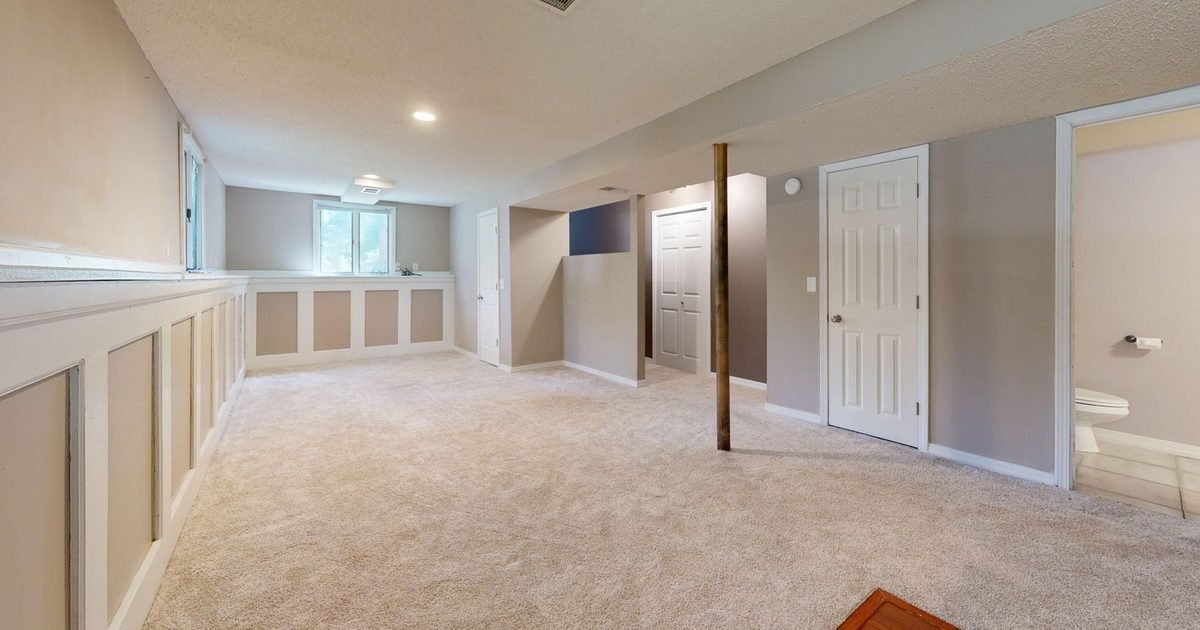 Spacious finished basement interior